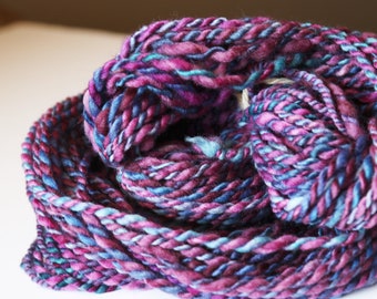 54 Yds Merino Wool Handspun Yarn - Blue and Purple