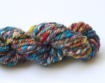 10 Yds Handspun Vivid Multi Color Yarn