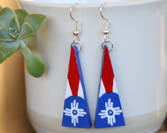 Wichita Flag Handpainted Wooden Earrings