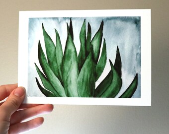 Snake Plant Watercolor Art Print - Indoor Plant Wall Art - 5x7"