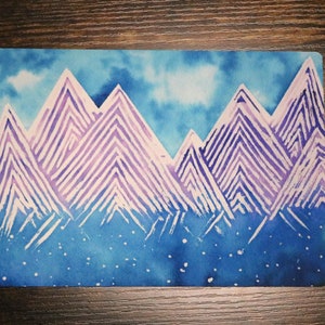 Watercolor Mountain Dreamscape Art Print Purple Mountain Star Wall Art 5x7 image 6