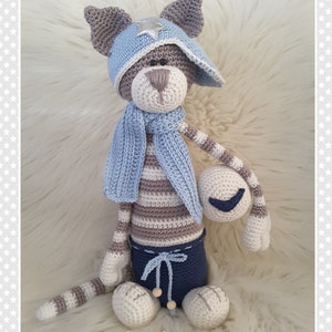 modèle de crochet chat Sam en anglais, néerlandais et allemand