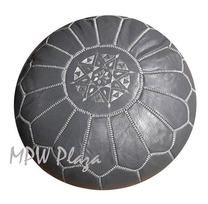 Moroccan Leather Pouf Ottoman 14h x 20w Moroccan Pouf by MPW Plaza choice Stuffed or Unstuffed
