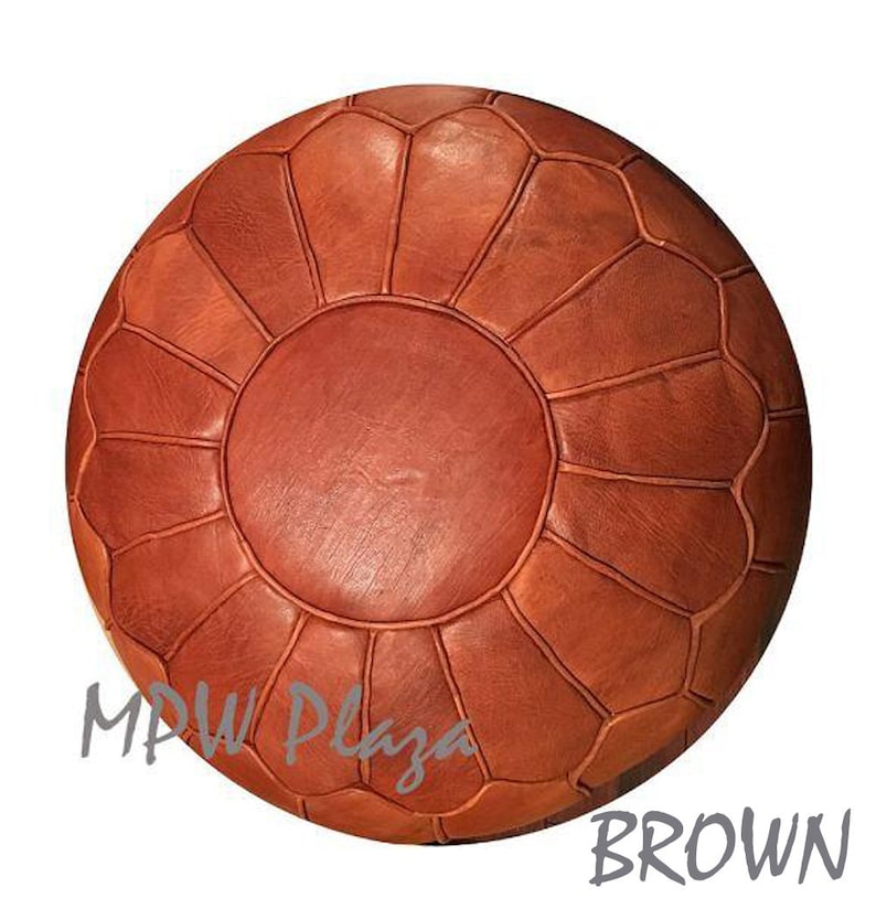 choice of Stuffed or Unstuffed Retro Moroccan Pouf by MPW Plaza Morrocan Leather Pouf Ottoman 20 x 14
