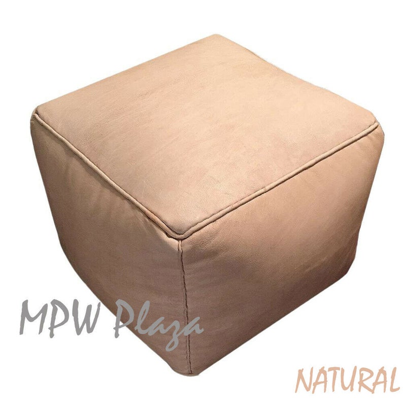 available Stuffed or Un-stuffed MPWplaza\u00ae Square Pouf moroccan leather ottoman