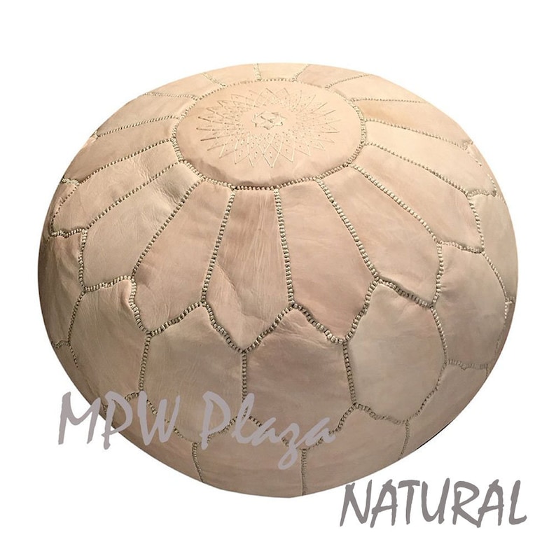 14h x 20w and 17h x 27w Luxury Moroccan Leather Pouf Ottoman choice Stuffed or Unstuffed Arch Shell Pouf by MPW Plaza