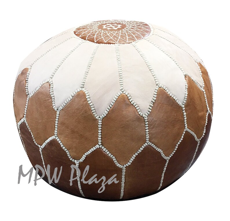 14h x 20w and 17h x 27w Luxury Moroccan Leather Pouf Ottoman choice Stuffed or Unstuffed Arch Shell Pouf by MPW Plaza