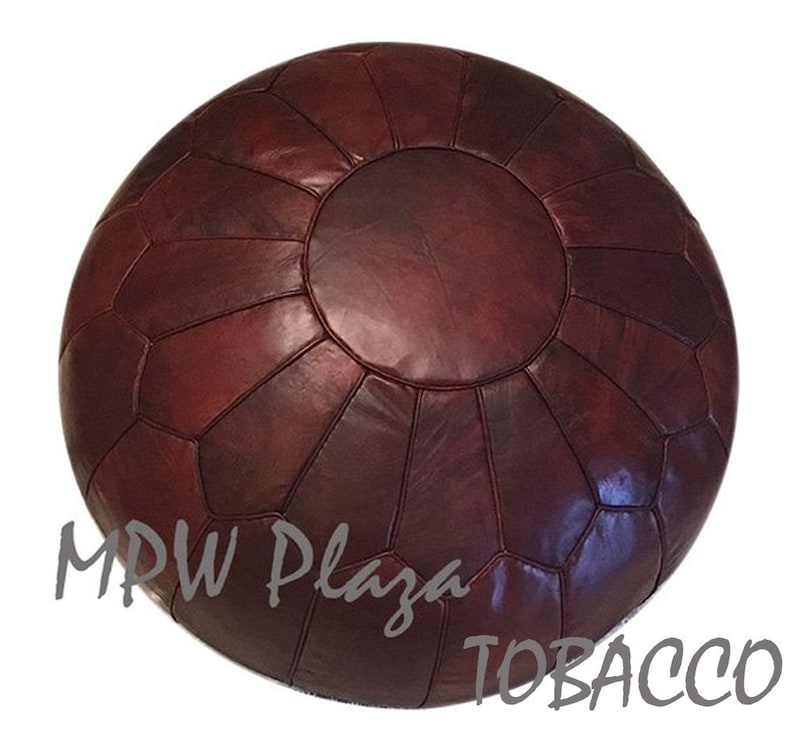 choice of Stuffed or Unstuffed Retro Moroccan Pouf by MPW Plaza Morrocan Leather Pouf Ottoman 20 x 14