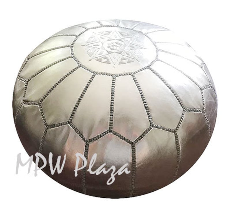 Moroccan Leather Pouf Ottoman 14h x 20w Moroccan Pouf by MPW Plaza choice Stuffed or Unstuffed