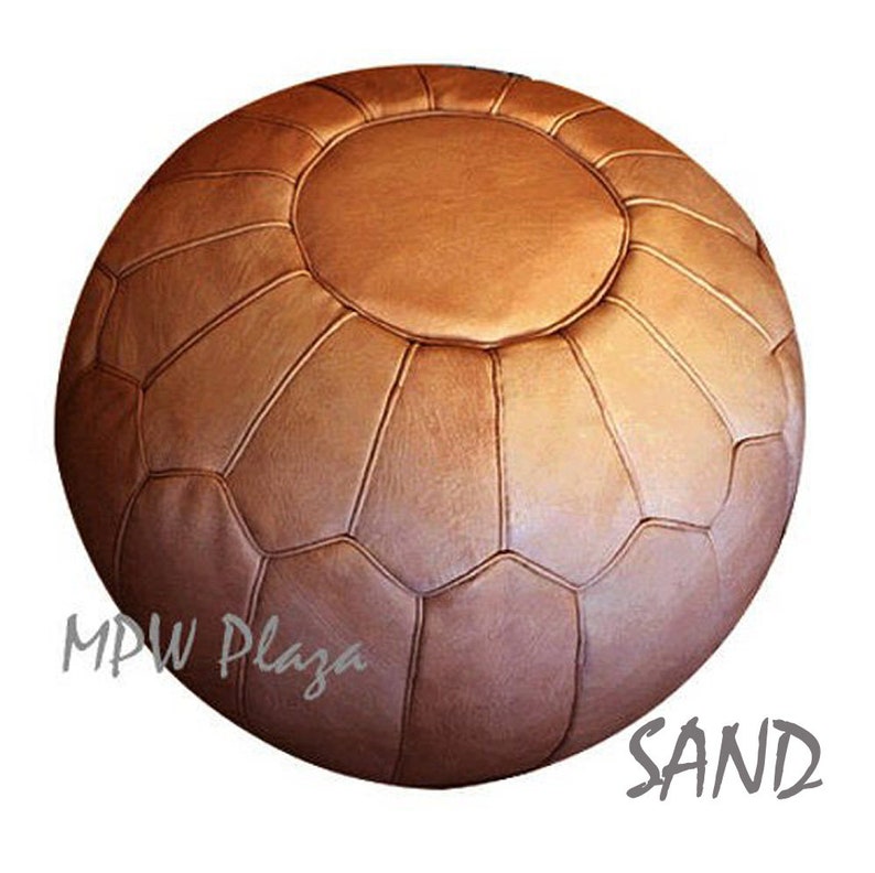 choice of Stuffed or Unstuffed Retro Moroccan Pouf by MPW Plaza Morrocan Leather Pouf Ottoman 20 x 14