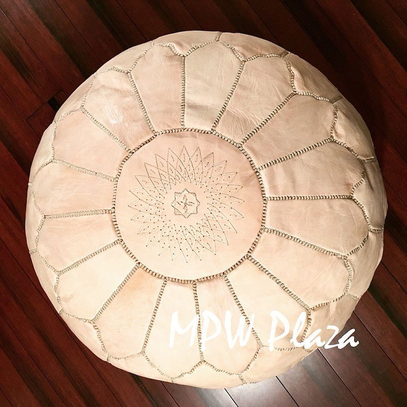 14h x 20w and 17h x 27w Luxury Moroccan Leather Pouf Ottoman choice Stuffed or Unstuffed Arch Shell Pouf by MPW Plaza