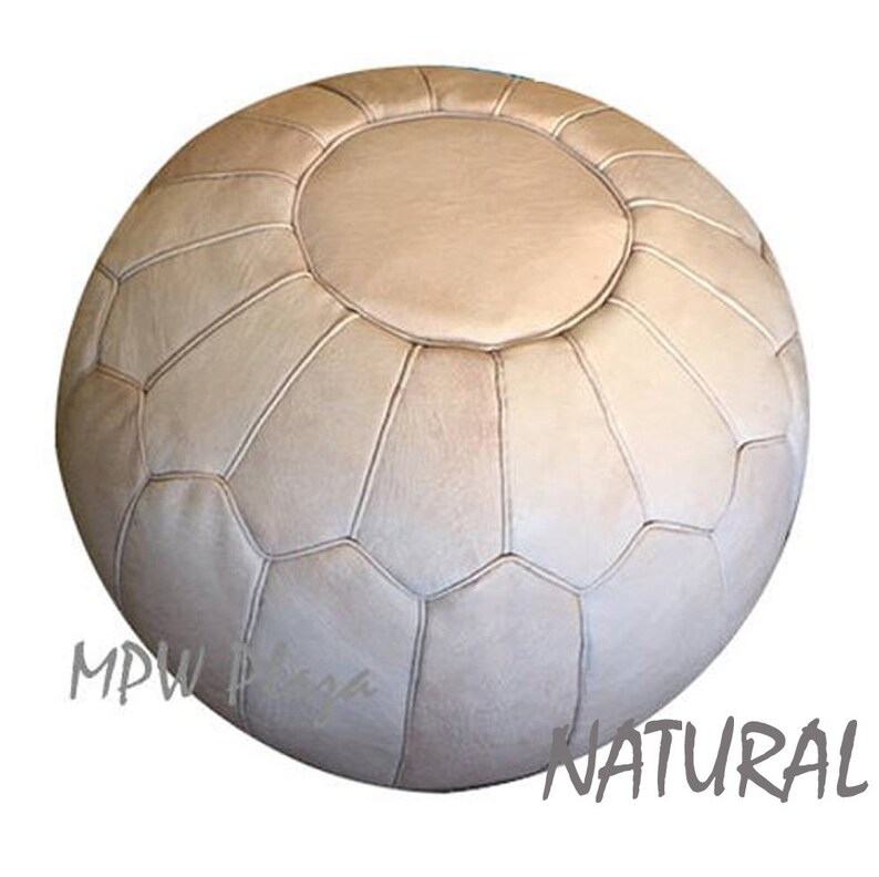 choice of Stuffed or Unstuffed Retro Moroccan Pouf by MPW Plaza Morrocan Leather Pouf Ottoman 20 x 14