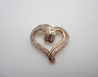 10K Rose Gold Diamond Heart Pendant, Rose Gold And Diamonds, Diamond Heart, For Her, Love Pendant, Half Carat