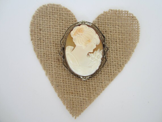 Cameo, Edwardian Era Cameo, Sterling Silver Cameo,