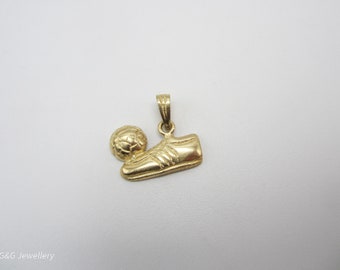 10K Yellow Gold Soccer Charm, Foot And Soccer Ball Charm, Sports Charm, Soccer Lover, Girl's Soccer, Boys Soccer