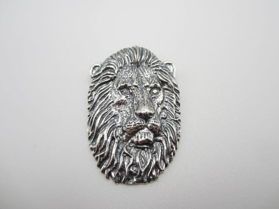 Sterling Silver Lion Pendant, Animal Pendant, Afr… - image 1