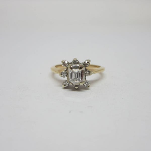 Reserved- Diamond Emerald Cut Ring, Diamond Ring, Vintage Engagement Ring