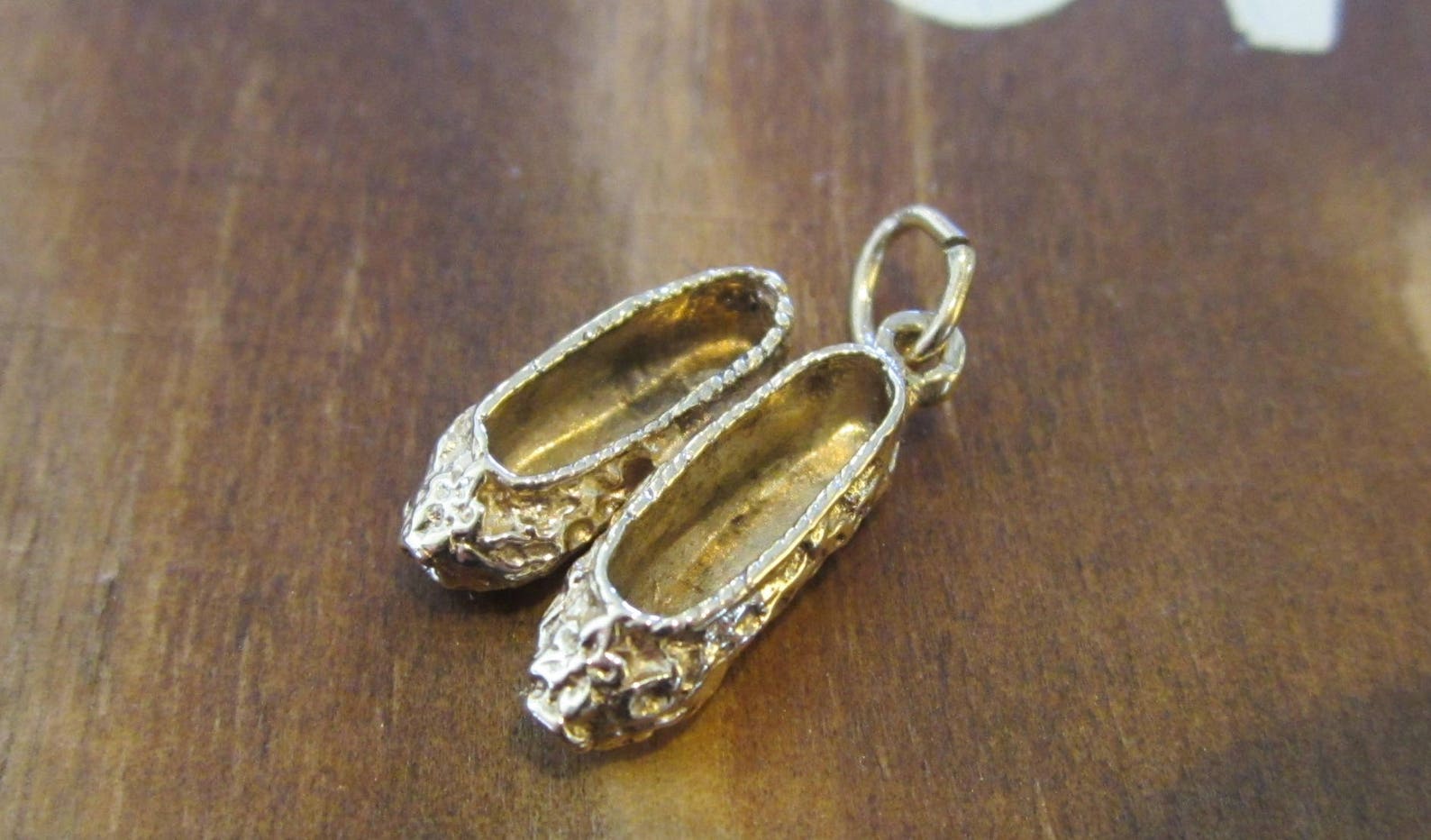10k yellow gold ballet flat shoes, gold shoe charm, ladies flat shoe charm 10k yellow gold ballet flat shoes, gold shoe charm, ladies flat shoe charm