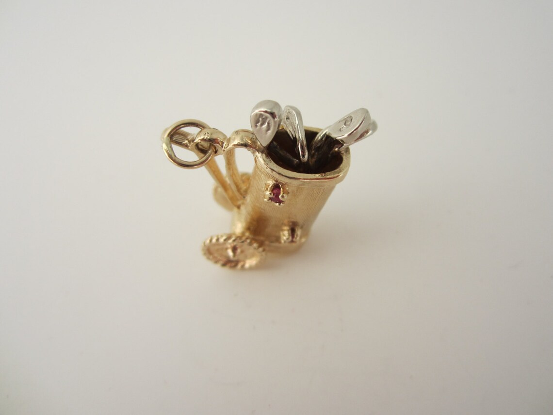 Gold Golf Bag 14k Yellow and White Gold Bag Ruby and Gold Etsy