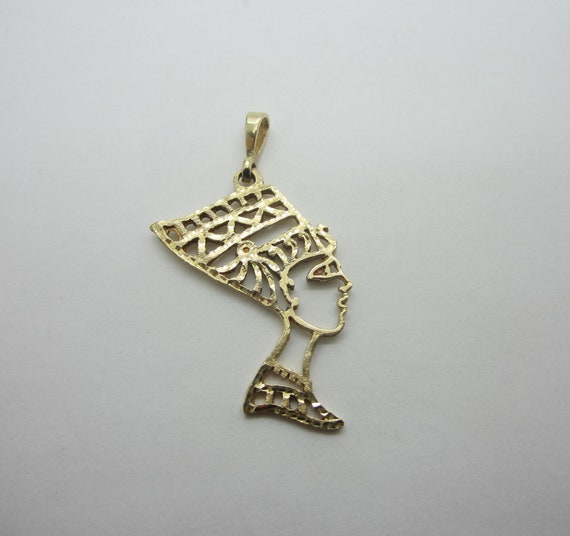 10K Yellow Gold Nefertiti Charm, Egyptian Charm, E