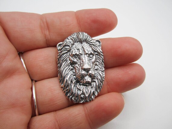 Sterling Silver Lion Pendant, Animal Pendant, Afr… - image 4