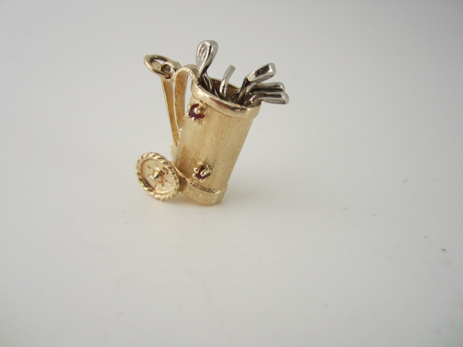 Gold Golf Bag 14k Yellow and White Gold Bag Ruby and Gold - Etsy