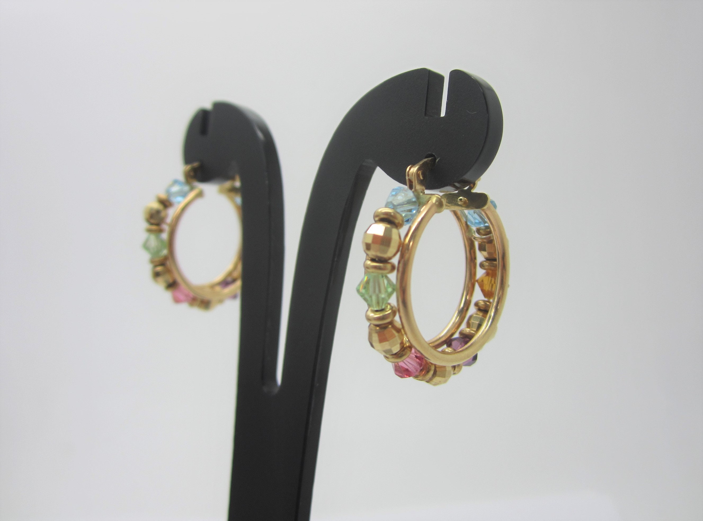 Stud earrings - Metal & strass, gold & crystal — Fashion