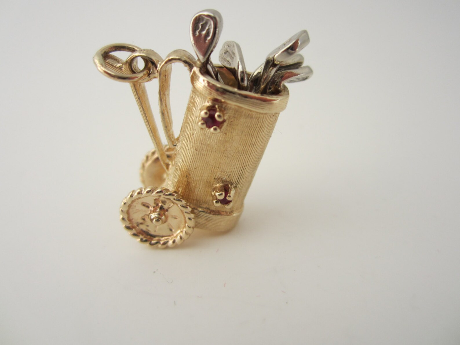 Gold Golf Bag 14k Yellow and White Gold Bag Ruby and Gold Etsy