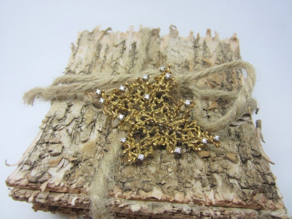18k Yellow Gold Diamond Nugget Brooch, Vintage Br… - image 2
