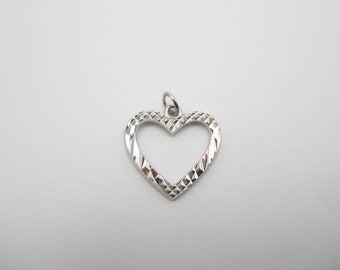 Sterling Silver Heart Pendant, Diamond Cut Heart, Love Pendant, Wedding Gift, For Her