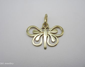 14K Yellow Gold Butterfly Pendant, Insect Pendant, Love For Butterflies, Mother's Day Gift, For Her