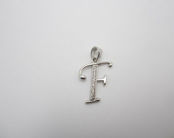 Sterling Silver And Cubic Letter "F" Pendant, Initial Pendant, Letter Charm, Cubic Zirconia Pendant, Personalized Pendant