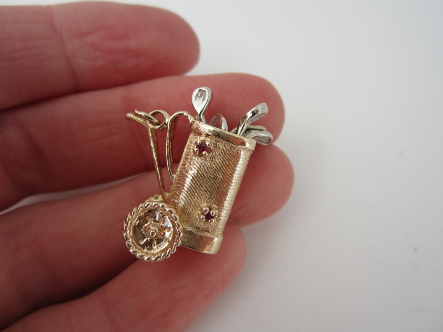 Gold Golf Bag 14k Yellow and White Gold Bag Ruby and Gold Etsy