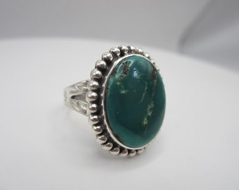 Sterling Silver Natural Turquoise Ring, Native Style Turquoise Ring, Statement Ring, Natural Stone, Detailed Ring