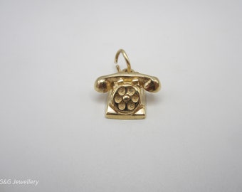 10K Yellow Gold Rotary Phone Charm, Old Style Phone Charm, Unique Charm, Vintage Charm, Vintage Jewelry