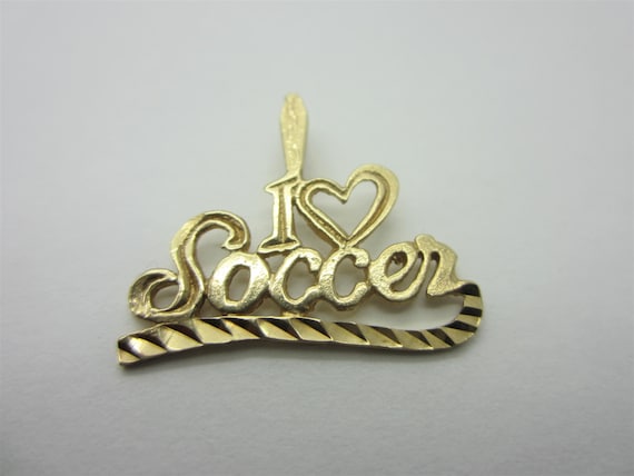 10K Yellow Gold "I Love Soccer" Charm, Sports Char