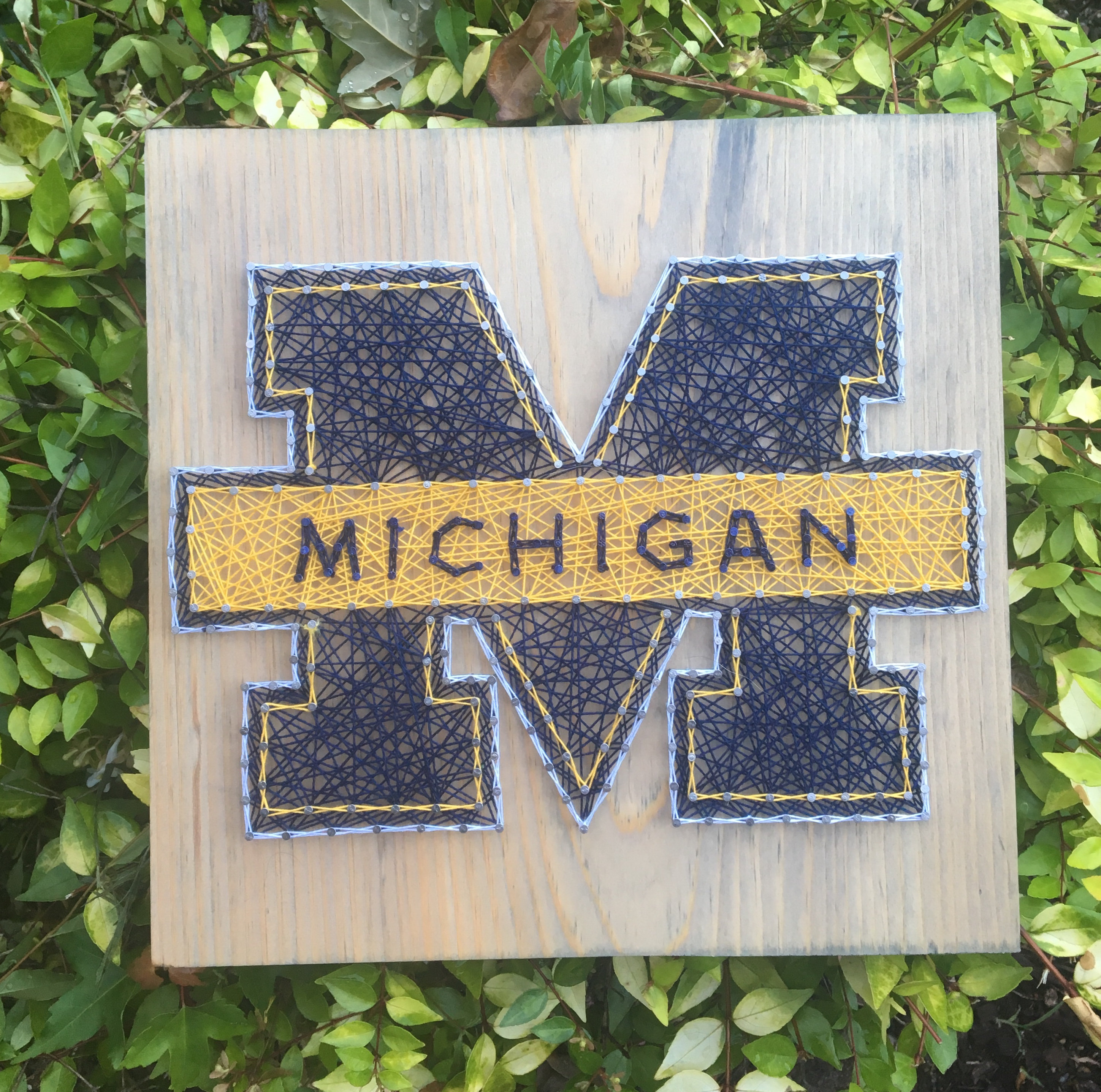 University of Michigan String Art Wood Sign Wall Art Home Etsy