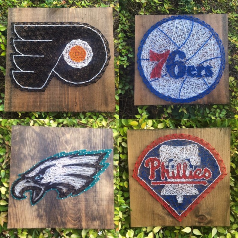 Philadelphia Sports Teams String Art Wood Sign Wall Art Man Etsy