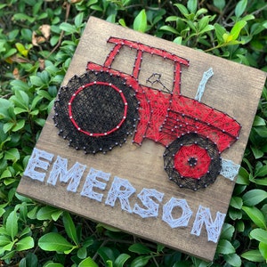 Little Red Tractor Custom Name String Art Wood Sign Wall Art - Etsy