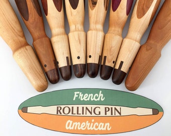 FRENCH - AMERICAN Rolling Pin, French Rolling Pin, American Rolling Pin, Wood Rolling Pin,  Pastry Tools, Wedding Gift, Cooking Utensils