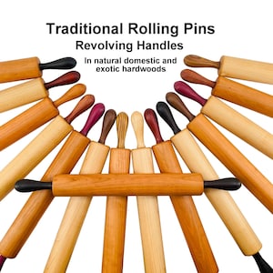 Traditional Rolling Pins with Revolving Handles, Wood Kitchen Utensils, Bakers Gift,
