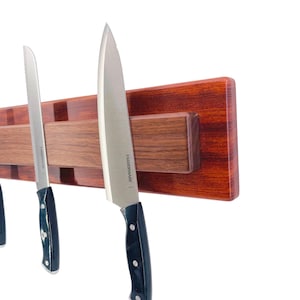 Handmade Wooden Magnetic Knife Holder: Ambrosia Maple, Cherry, Bubinga, Zebrawood