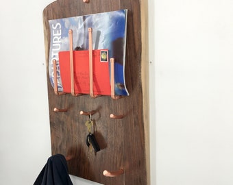 Entryway Organizer, Mail and Key Rack, Coat Rack, Organizer With Hooks, Letter Holder, Contemporary Entryway Organizer