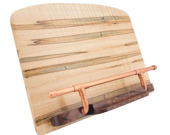 Handmade Cookbook Stand: Ambrosia Maple, Copper Tablet Holder