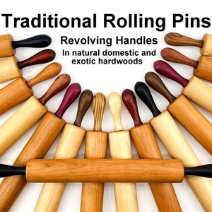 Traditional Rolling Pins with Revolving Handles, Wood Kitchen Utensils, Bakers Gift,