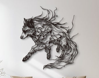 Black Wolf Metal Wall Art, Wolf Metal Wall Art, Wolf, Wolf Art, Wolf Decor,  Unique Wildlife Decor, Animal Art, Room Decor