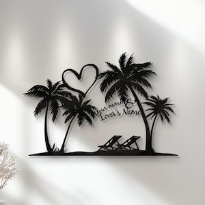 Metal Palm Tree Wall Art: Tropical Beach Decor
