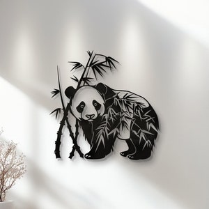 Metal Panda Bamboo Wall Art,Panda Metal Sign,Metal Panda Wall Decor,Panda Wall Decor, Metal Wall Art Nature Panda Bamboo