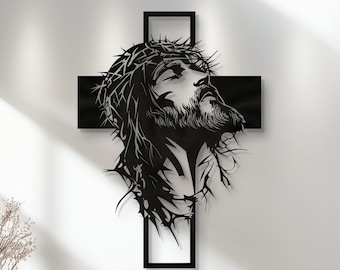 Metal Wall Art, Metal Jesus Wall Decor, Metal Jesus and the Cross Decor,Large Jesus Metal Wall Art, Christian Home Decor, Jesus, the Cross