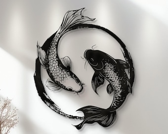 Metal Koi Fish Decor,Koi Metal Wall Decor,Koi Yinyang Metal Art, Metal Koi Yinyang Wall Art,Metal Koi Wall Decor,Metal Koi Wall Art Outdoor